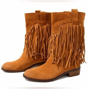 Lucky Brand Fringe Tan Boots